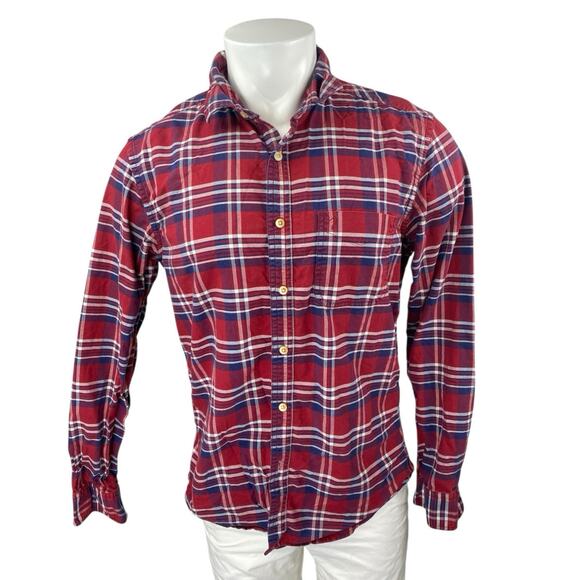 Indian Terrain Chiseled Men's Red Plaid Long Sleeve Button Up Shirt Top Size L - Picture 1 of 3